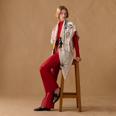 エルメス スカーフ 90cm 「冬の火」柄 レディス, スカーフ、ショール